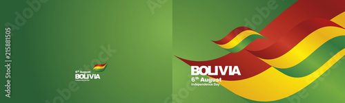 Independence Day Bolivia flag ribbon two fold landscape background