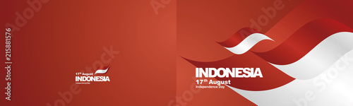 Independence Day Indonesia flag ribbon two fold landscape background