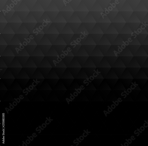 Dark black colored triangles, abstract gradient art geometric background.