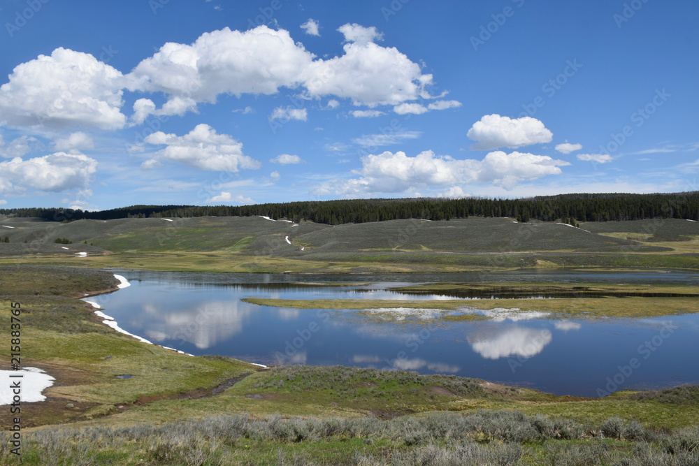Reflections in the river in the Yellowstone National Park