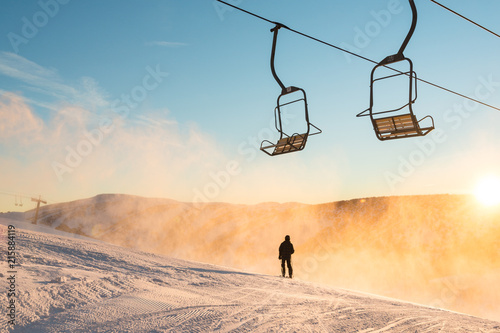early morning at the ski field