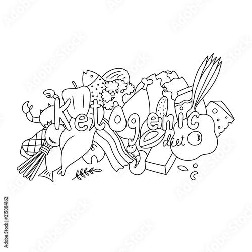 Doodle vector concept of ketogenic diet name