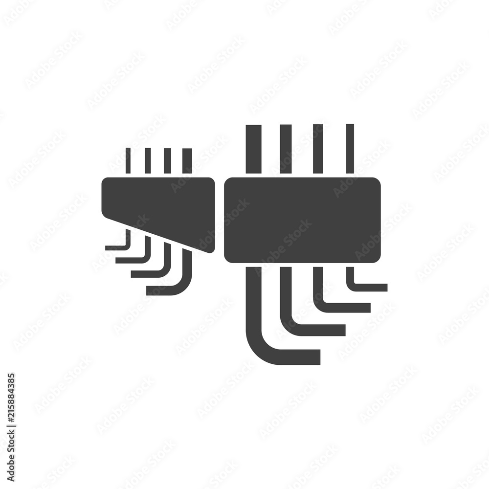 Allen key icons in black and white. Vehicle maintenance service tools. Vector illustrations. Allen key icons in black and white. Vehicle maintenance service tools. Vector illustrations.