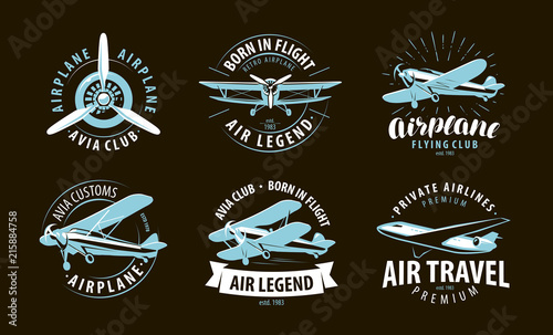 Aircraft, airplane logo or label. Airline symbol. Vector illustration