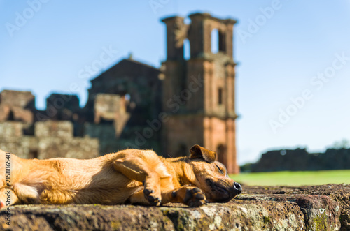 Part of the UNESCO site - Jesuit Missions of the Guaranis: Church, Ruins of Sao Miguel das Missoe, Rio Grande do Sul, Brazil. photo