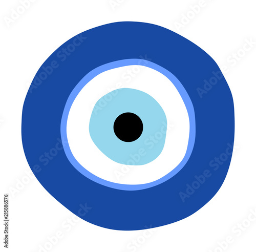 Greek evil eye vector, symbol of protection. Glass Turkish eye Nazar Boncugu. Amulet, talisman from the evil eye.