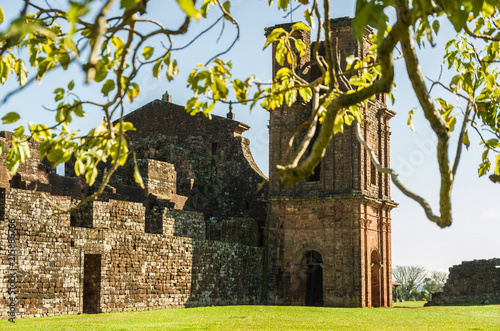 Part of the UNESCO site - Jesuit Missions of the Guaranis: Church, Ruins of Sao Miguel das Missoe, Rio Grande do Sul, Brazil. photo