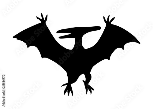 Pteranodon vector silhouette illustration isolated on white background. Pterodactyl vector silhouette isolated on white background.