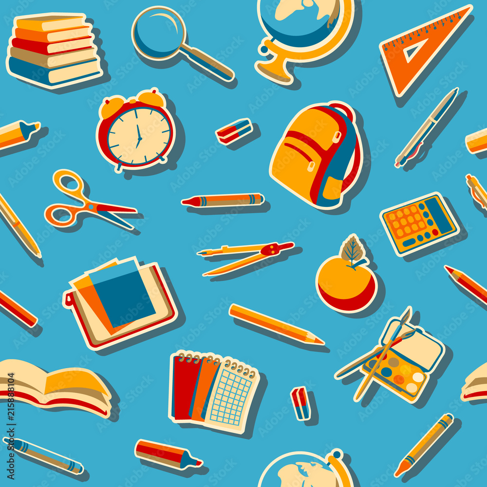 Back to school doodles seamless  pattern 