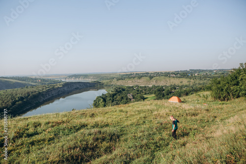 overnight tent wild dawn river beautiful scenery