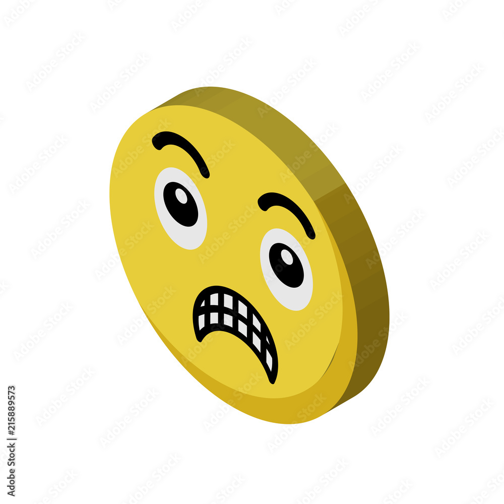 Fototapeta premium Shocked emoji isometric right top view 3D icon