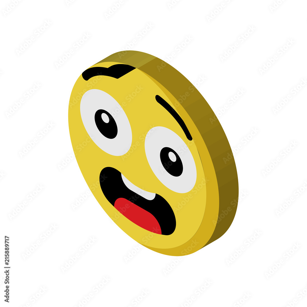 Ugly emoji isometric right top view 3D icon