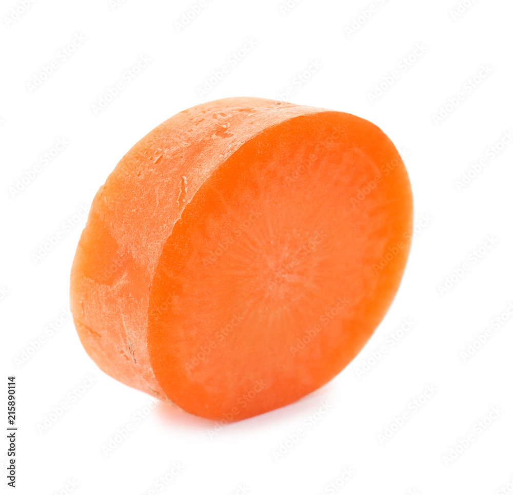 Slice of ripe carrot on white background Slice of ripe carrot on white background