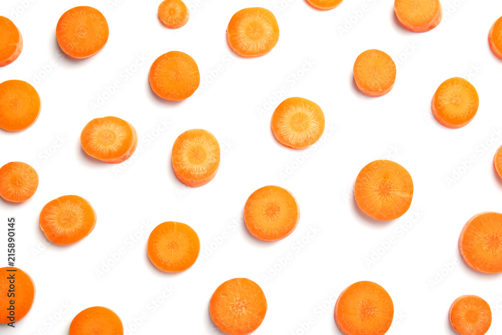 Sliced ripe carrot on white background Sliced ripe carrot on white background