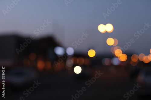 Blurred view of beautiful city in evening