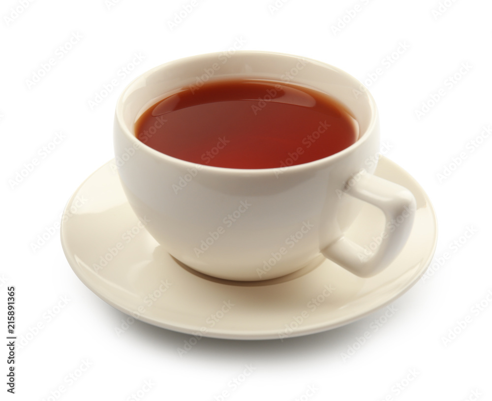 Ceramic cup of hot aromatic tea on white background Ceramic cup of hot aromatic tea on white background