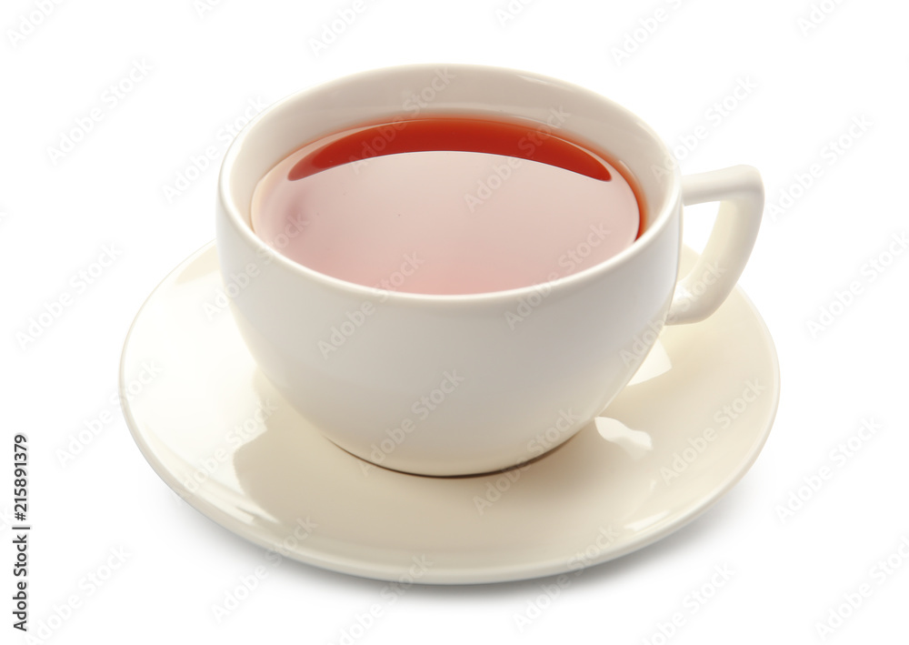 Ceramic cup of hot aromatic tea on white background Ceramic cup of hot aromatic tea on white background