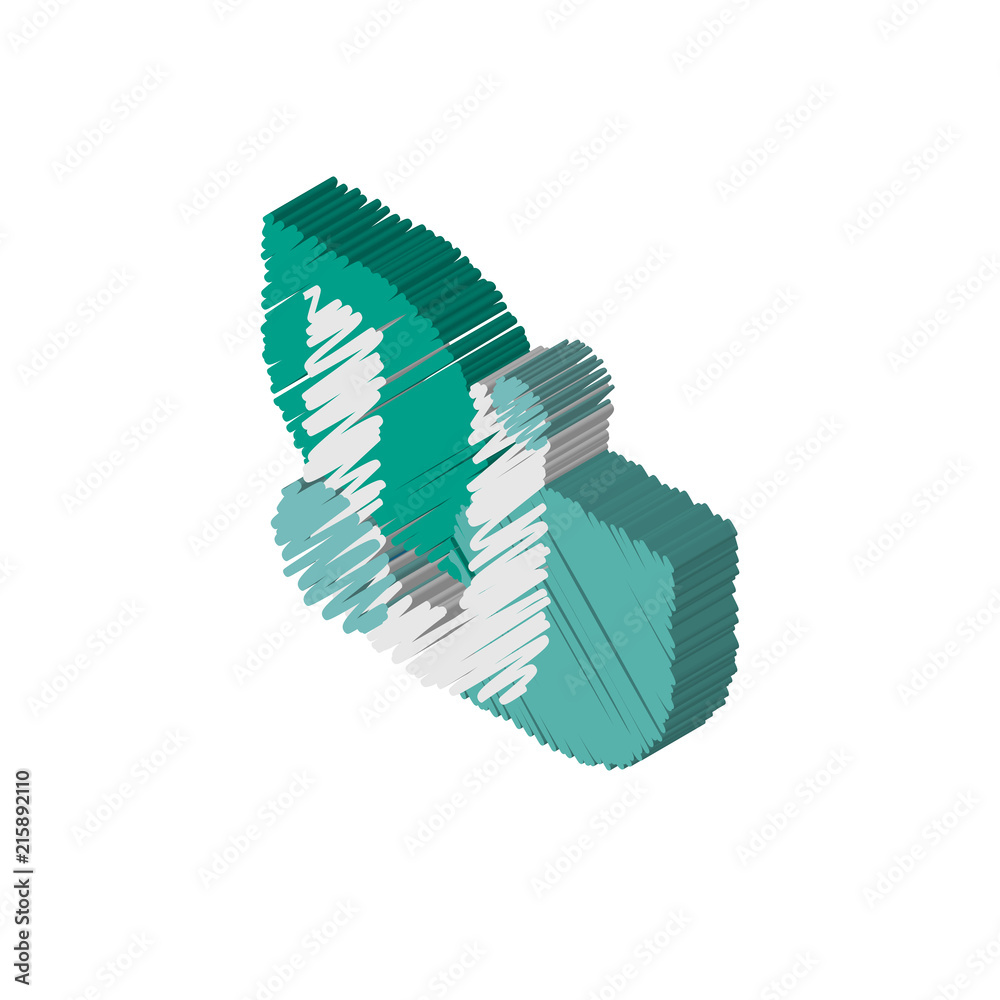 V isometric right top view 3D icon