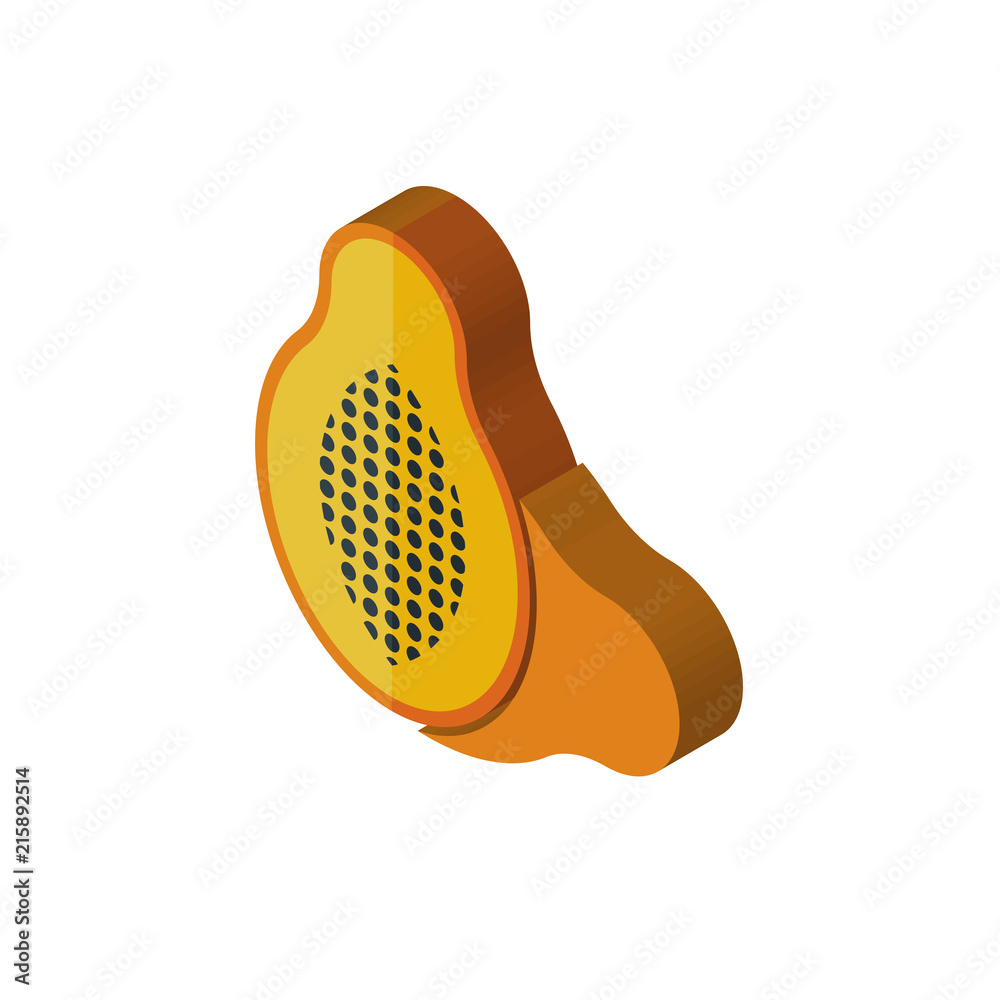 papaya isometric right top view 3D icon papaya isometric right top view 3D icon