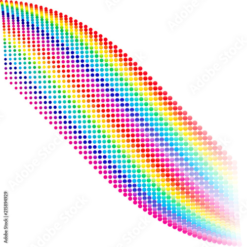 Abstract wavy vector shape illustration with cololrful dotted lines.