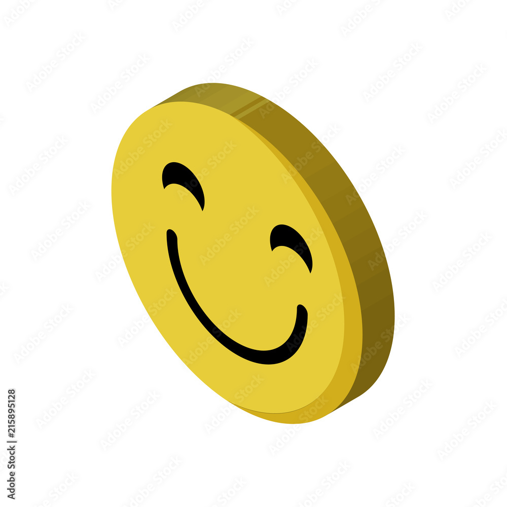 Fototapeta premium Happy isometric right top view 3D icon