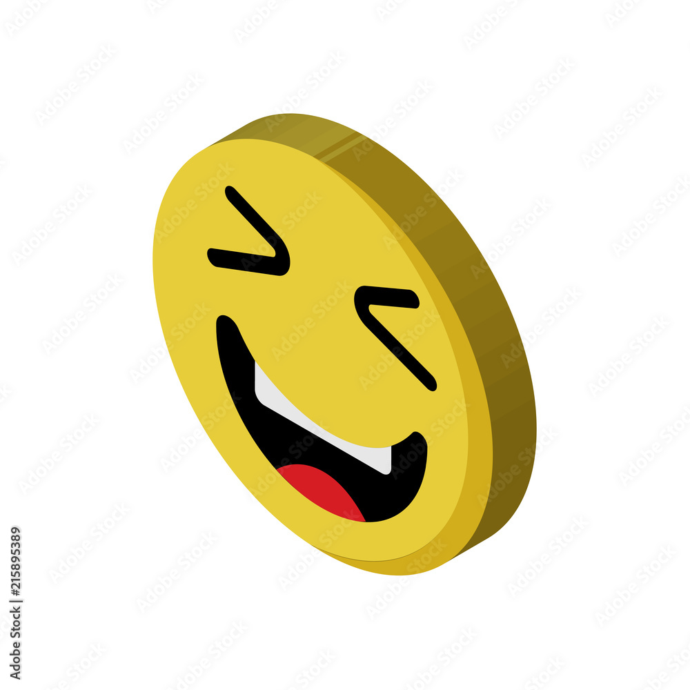 Happy isometric right top view 3D icon Happy isometric right top view 3D icon
