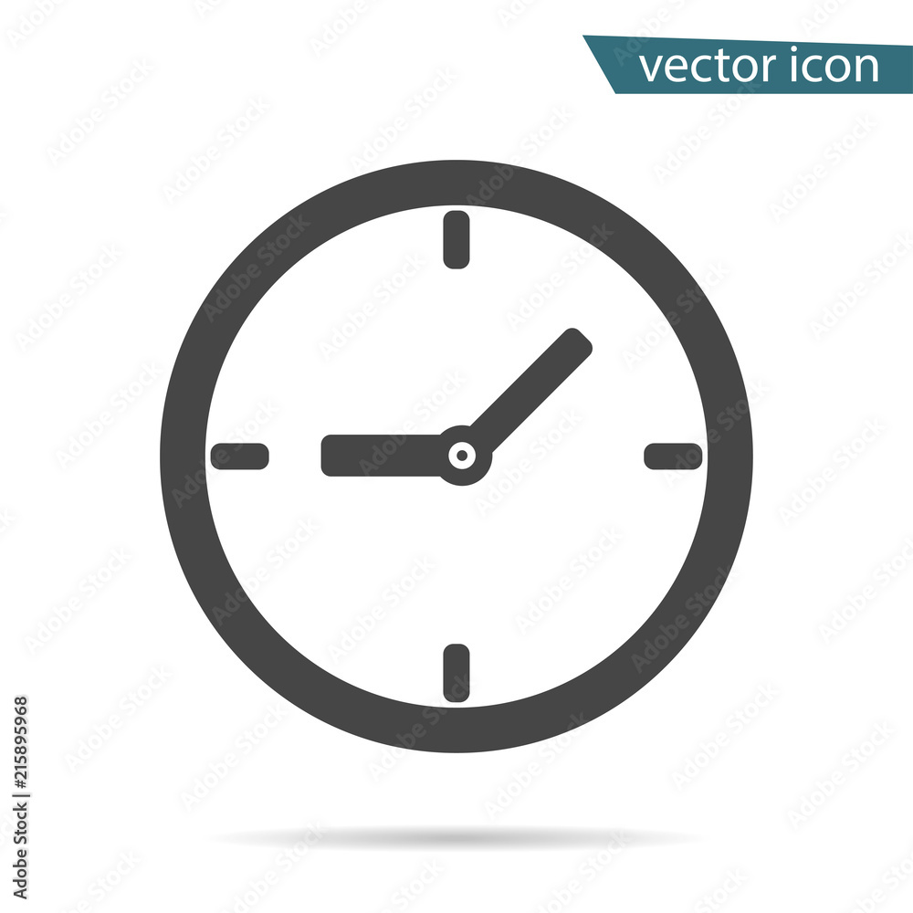 Gray clock icon isolated on background. Modern simple flat time sign. Business, internet concept. Tr Gray clock icon isolated on background. Modern simple flat time sign. Business, internet concept. Tr