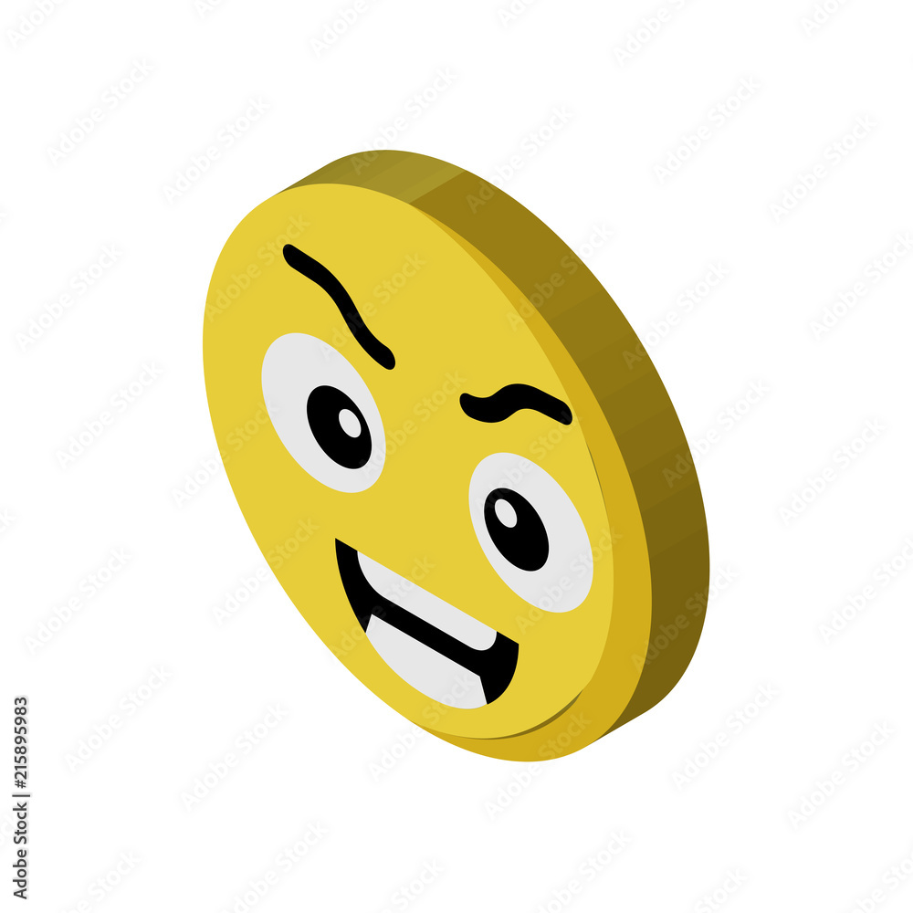 Fototapeta premium Smart emoji isometric right top view 3D icon