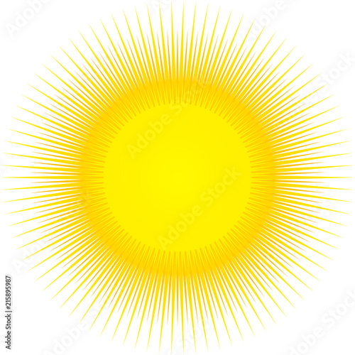 Yellow sun icon, clip-art, symbol, isolated on white background, vector illustration.