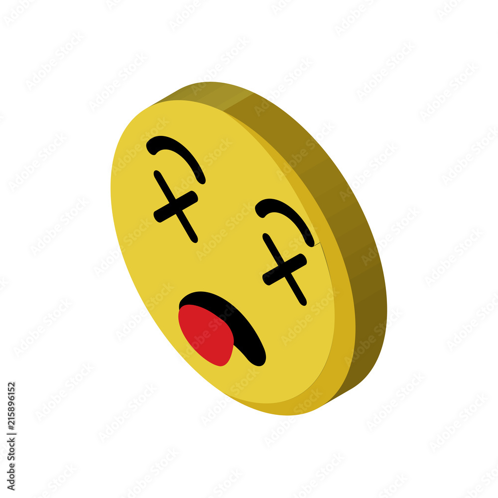 Dead emoji isometric right top view 3D icon Dead emoji isometric right top view 3D icon