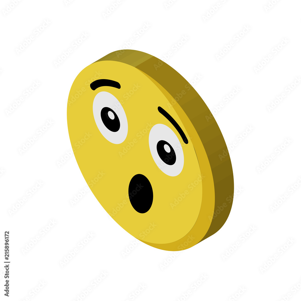 Fototapeta premium Surprised emoji isometric right top view 3D icon