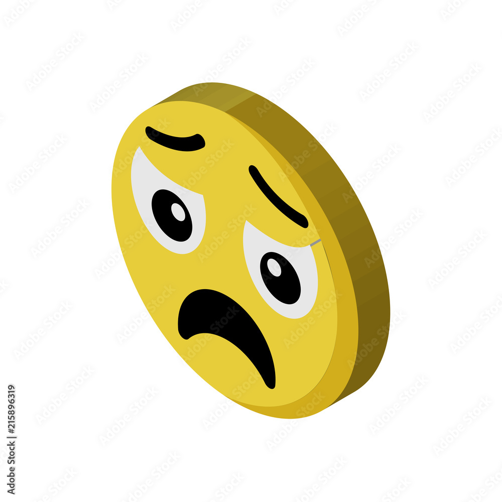Fototapeta premium Sad emoji isometric right top view 3D icon
