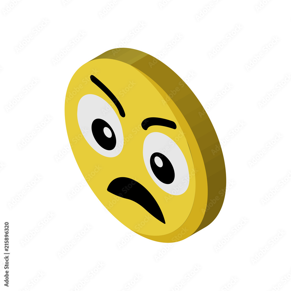 Fototapeta premium Sad emoji isometric right top view 3D icon