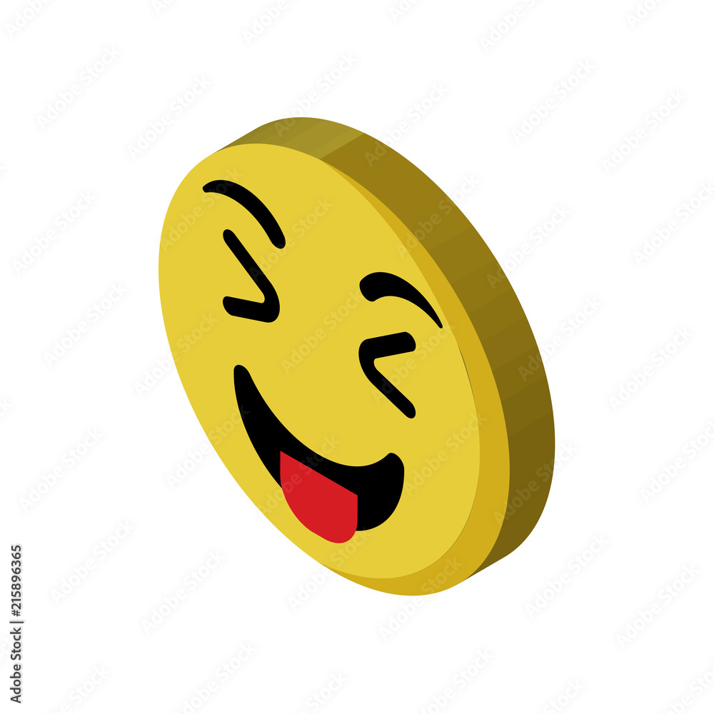 Tongue emoji isometric right top view 3D icon