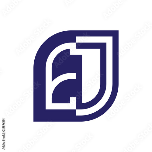 EJ, E, J,  initial letter emblem logo negative space