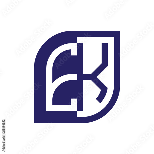 EK initial letter emblem logo negative space