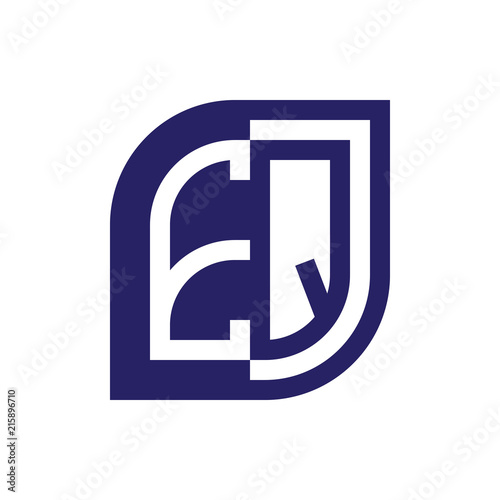 EQ initial letter emblem logo negative space