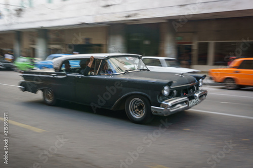 Habana, Cuba - 10 January, 2017:Old American cars on the road in Cuba. © carles