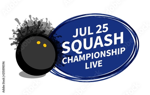 Vector squash racket sport scoreboard spotlight background place for copy text ad. Banner, flyer, poster, TV concept design brush doodle flat style isolated illustration.