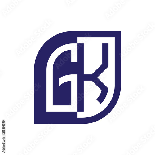 GK initial letter emblem logo negative space