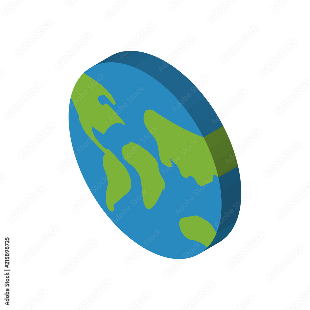 Earth globe isometric right top view 3D icon Earth globe isometric right top view 3D icon