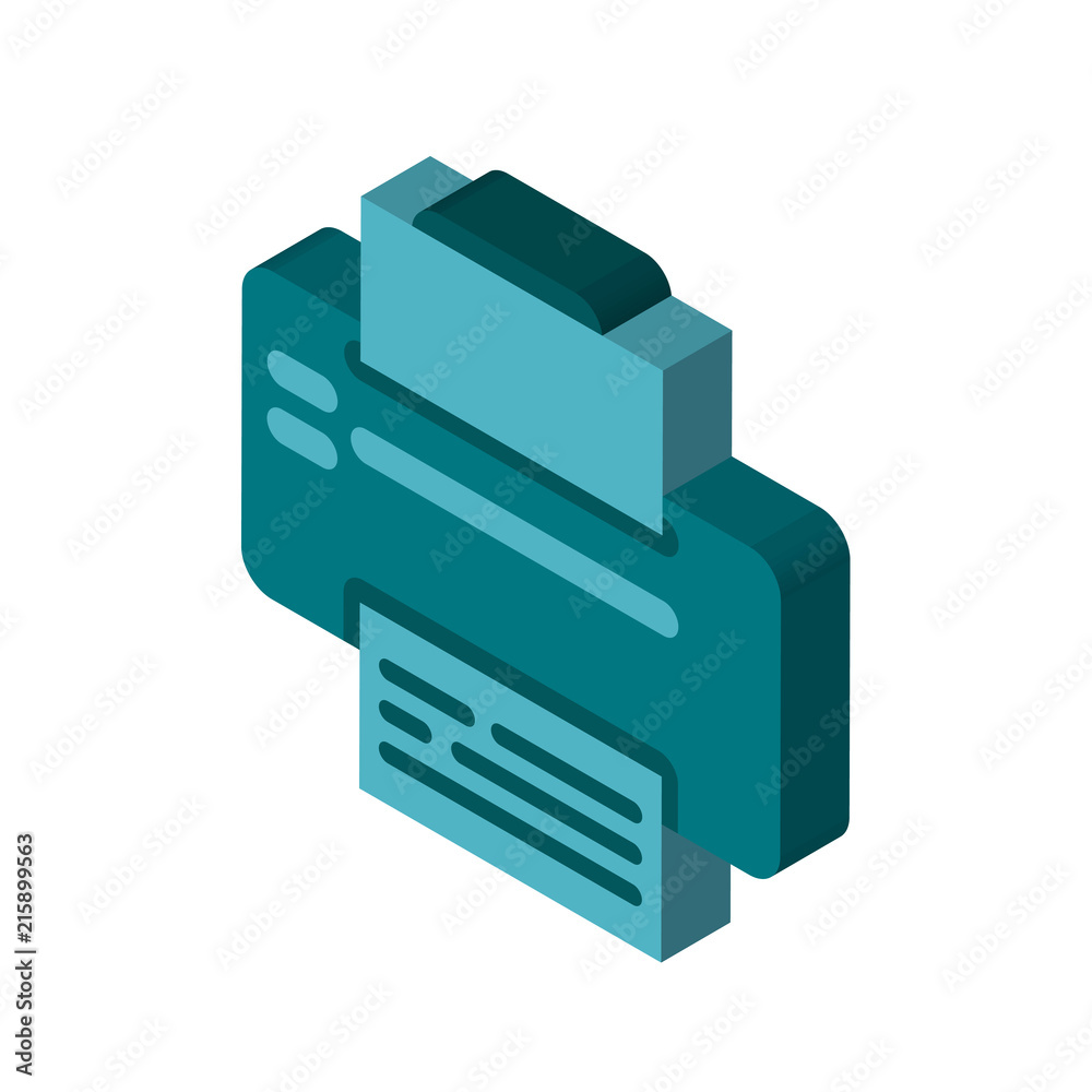 Printer isometric right top view 3D icon Printer isometric right top view 3D icon