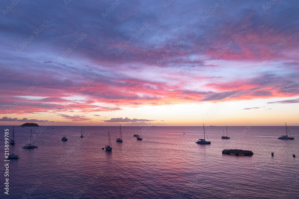 Les Trois-Ilets, Martinique, FWI - Sunset  in Anse Mitan
