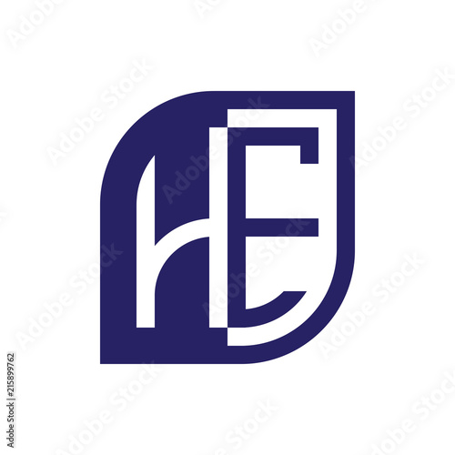HE initial letter emblem logo negative space