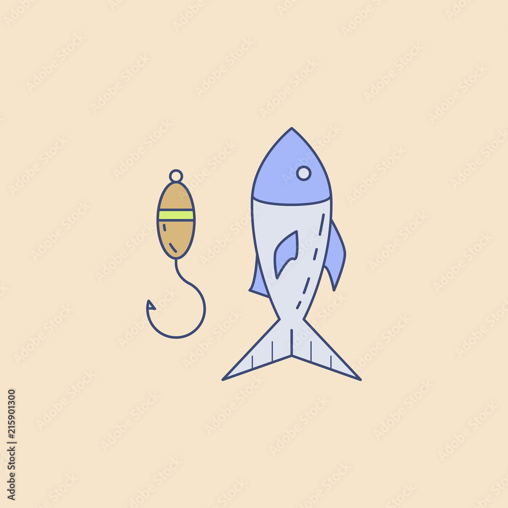 fish with a hook field outline icon. Element of outdoor recreation icon for mobile concept and web apps. Field outline fish with a hook icon can be used for web and mobile fish with a hook field outline icon. Element of outdoor recreation icon for mobile concept and web apps. Field outline fish with a hook icon can be used for web and mobile