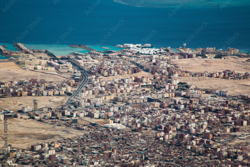 Egyptian Hurghada view from the plane