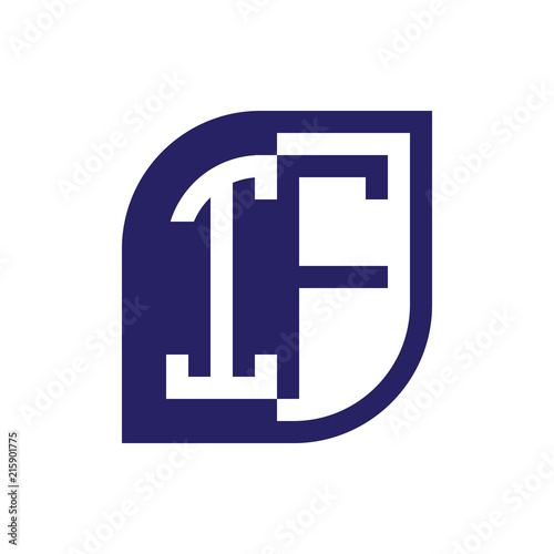 IF initial letter emblem logo negative space