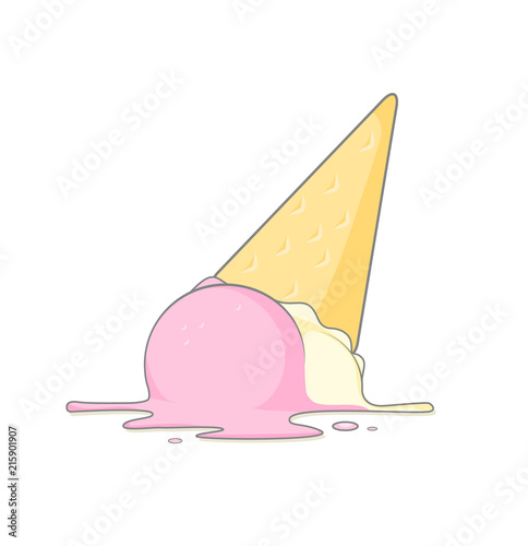 Wallpaper Mural Oops strawberry ice cream fell down. Fallen sweets accident illustration clipart vector. Torontodigital.ca