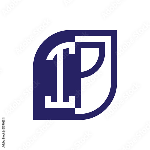 IP initial letter emblem logo negative space
