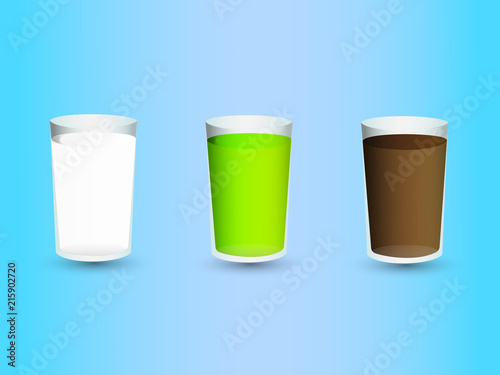Glasses of drinks for restaurant business vector illustration